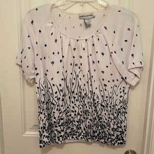 CD‎ Daniels Black & White Short Sleeve Sweater Women’s Size 1X gradating pattern